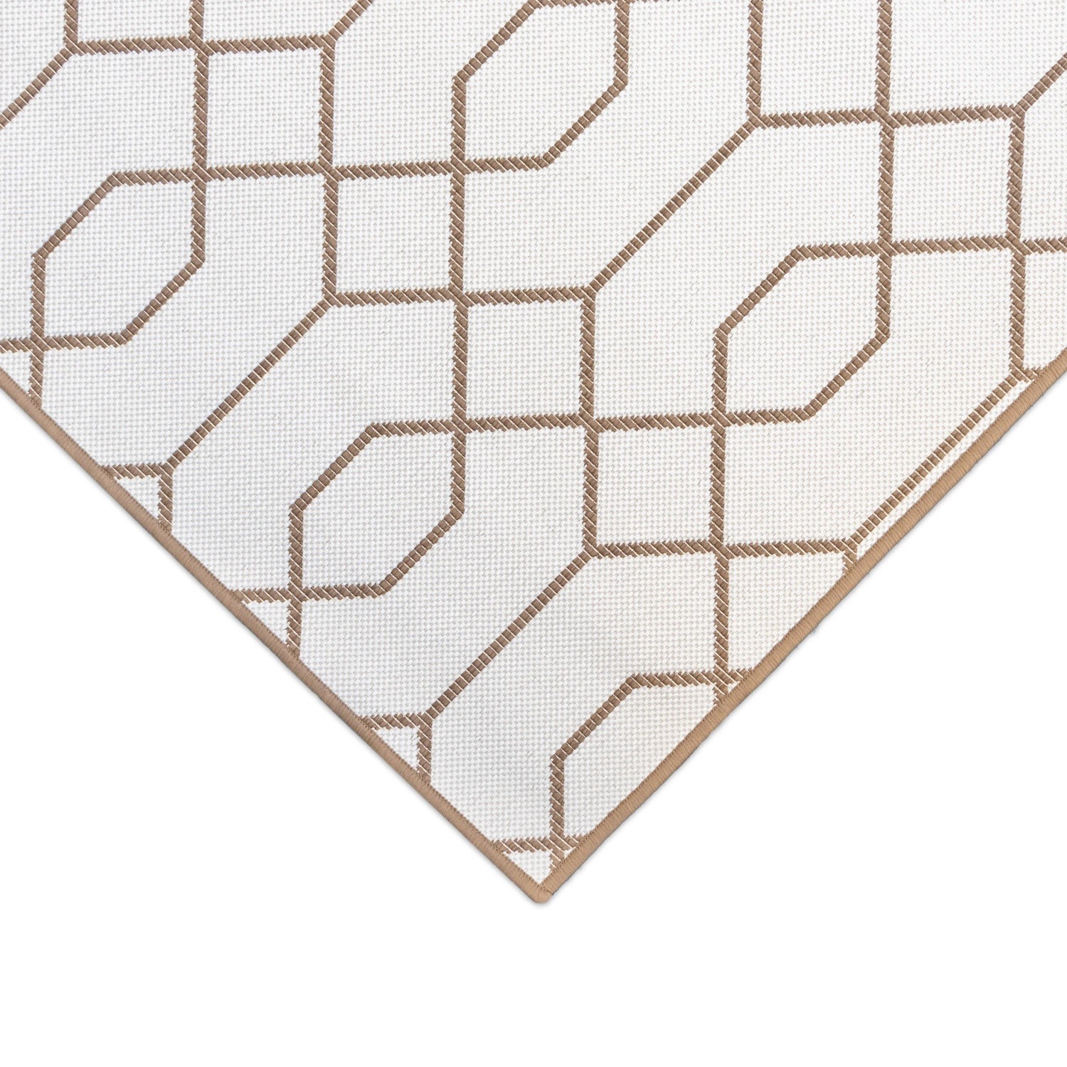Primaflor Teppich Reverso Geo River Braun, 160x220cm, mit geometrischem Muster für Innen- und Außenbereich.
