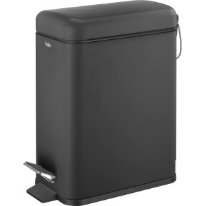 Schmaler, schwarzer baliv Kosmetikeimer mit Tretfunktion, 5 l Volumen.