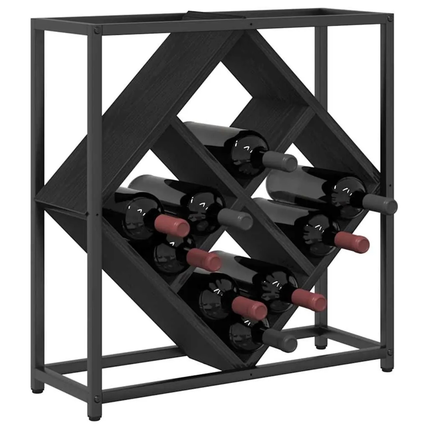 Schwarzes Weinregal in Eichen-Optik für 16 Flaschen, vidaXL. Wohnzimmerschrank aus Holz.