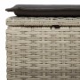 Detailansicht: Hellgrauer Poly Rattan Hocker mit Kissen der vidaXL Garten-Sofagarnitur.