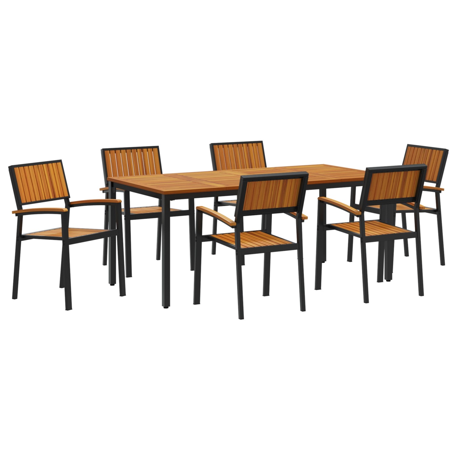 vidaXL 7-Teiliges Garten-Esstisch-Set aus Massivem Akazienholz und Metall 3 günstig online kaufen