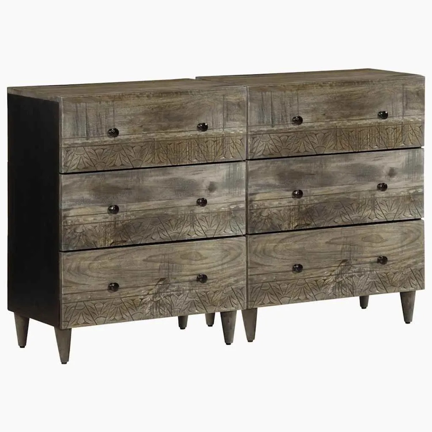 vidaXL Sideboards 2 Stk Hellgrau 60x33,5x75 cm Massivholz Mango 3310016 günstig online kaufen