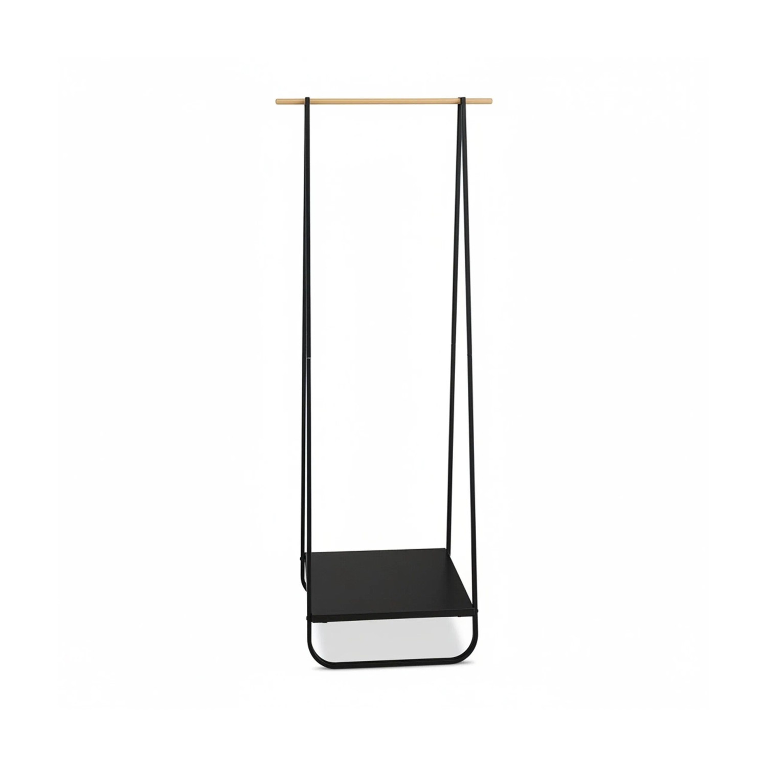 Relaxdays Kleiderständer Metall Schwarz Natur mit Ablage 141 cm x 56 cm x 45 cm