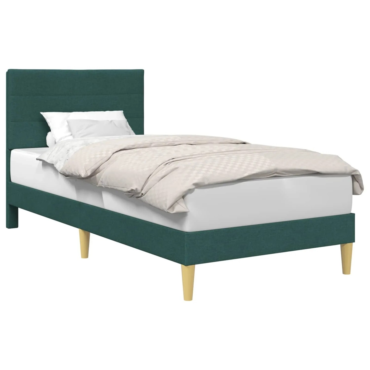 vidaXL Bettrahmen mit Kopfteil Dunkelgrün 90 x 200 cm Stoff 42027561
