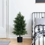 Grüne Costway Kunstpflanze Zeder 80 cm im schwarzen Topf, ideal für Haus & Büro. Realistischer künstlicher Baum.