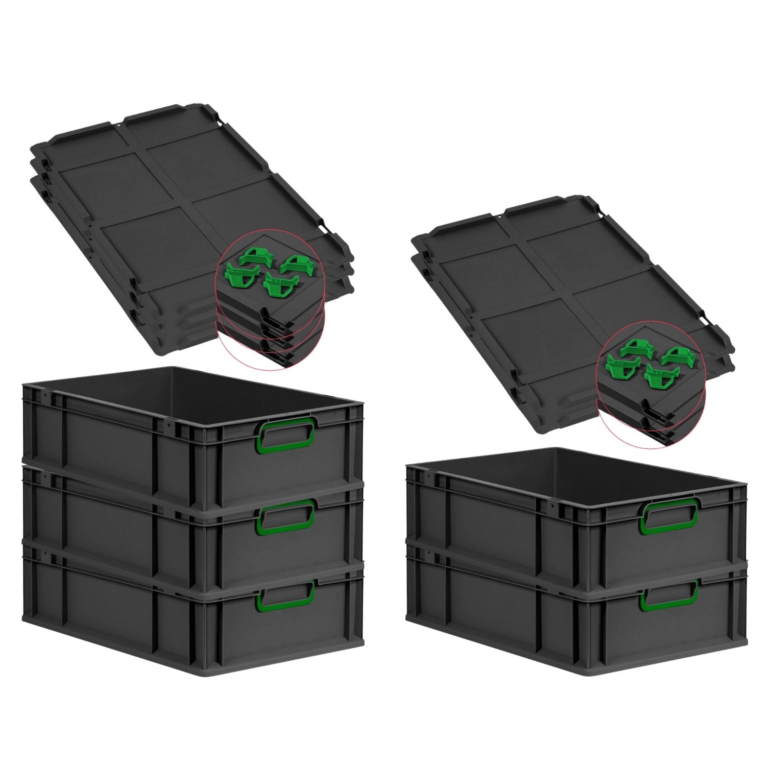 PROREGAL SuperSparSet 5x Eurobox Nextgen Color Mit Auflagedeckel HxBxT 17x4 günstig online kaufen