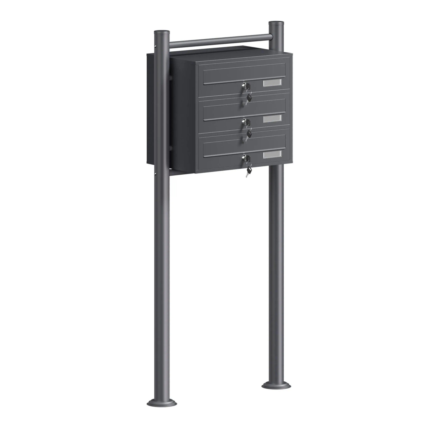 Wiltec 3Er Briefkastenanlage Anthrazit 556X270X1200Mm Standbriefkasten Post