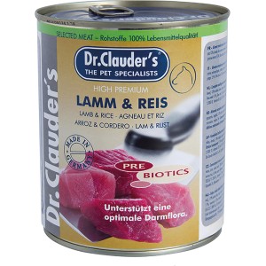 Dr. Clauder Hunde-Nassfutter Lamm & Reis, 800g Dose. Alleinfutter für Hunde mit Lammfleisch und Reis.