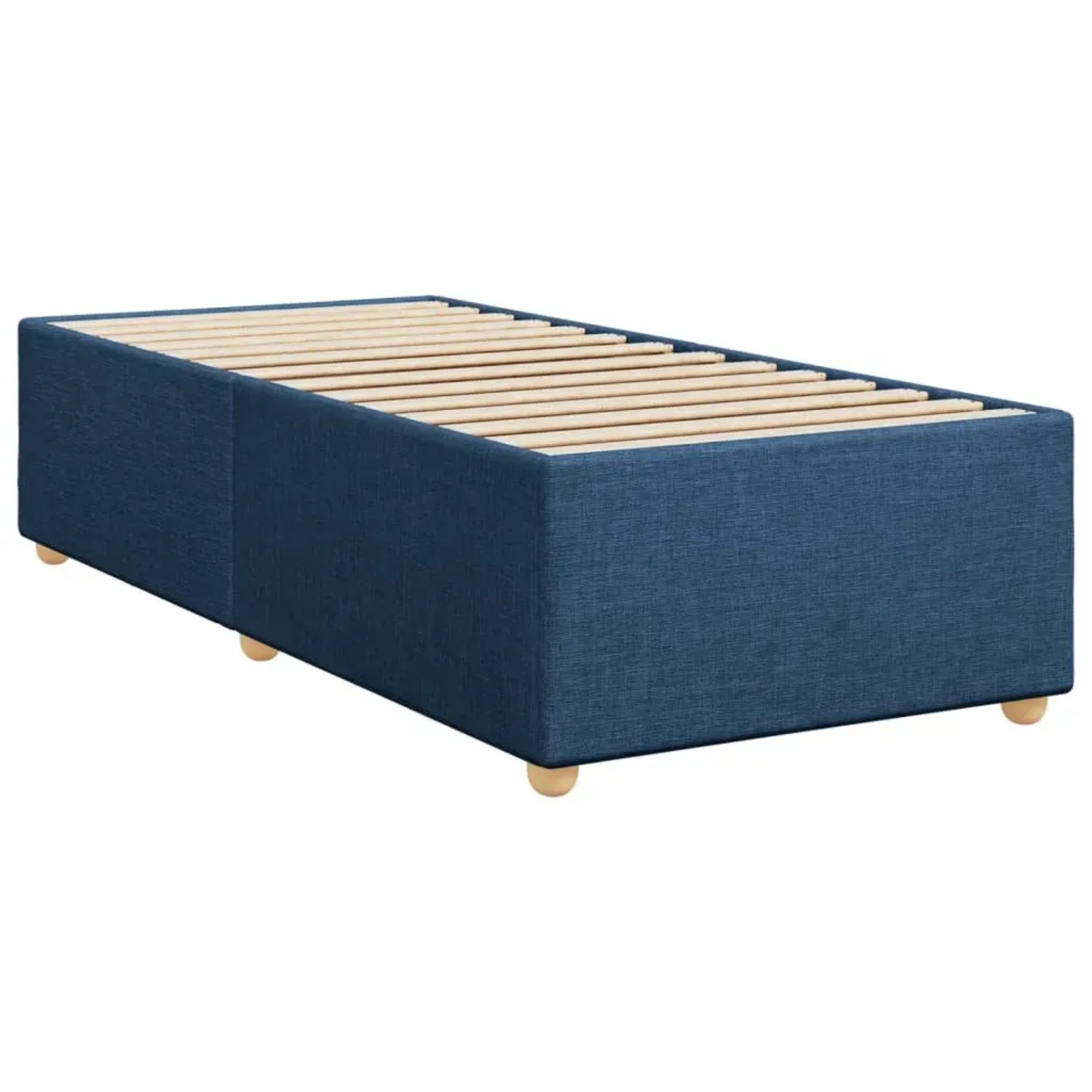 Blaues vidaXL Boxspringbett (90x190 cm) mit Lattenrost und Füßen.