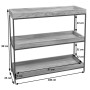 MCW Regal K71 dunkelbraun mit 3 Holzablagen und erhöhter Kante, schwarzem Eisen-Gestell, detailreicher Maserung. 90x100x35 cm.