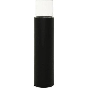 Schwarze Vivanno Windlichtsäule Candiro, 100cm hoch, mit Glasaufsatz. Dekorative Kerzenhalter Säule.