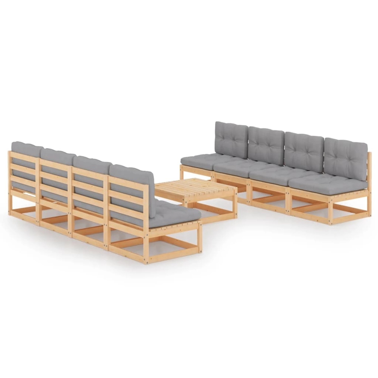 9-tlg. Garten-lounge-set Mit Kissen Kiefer Massivholz günstig online kaufen