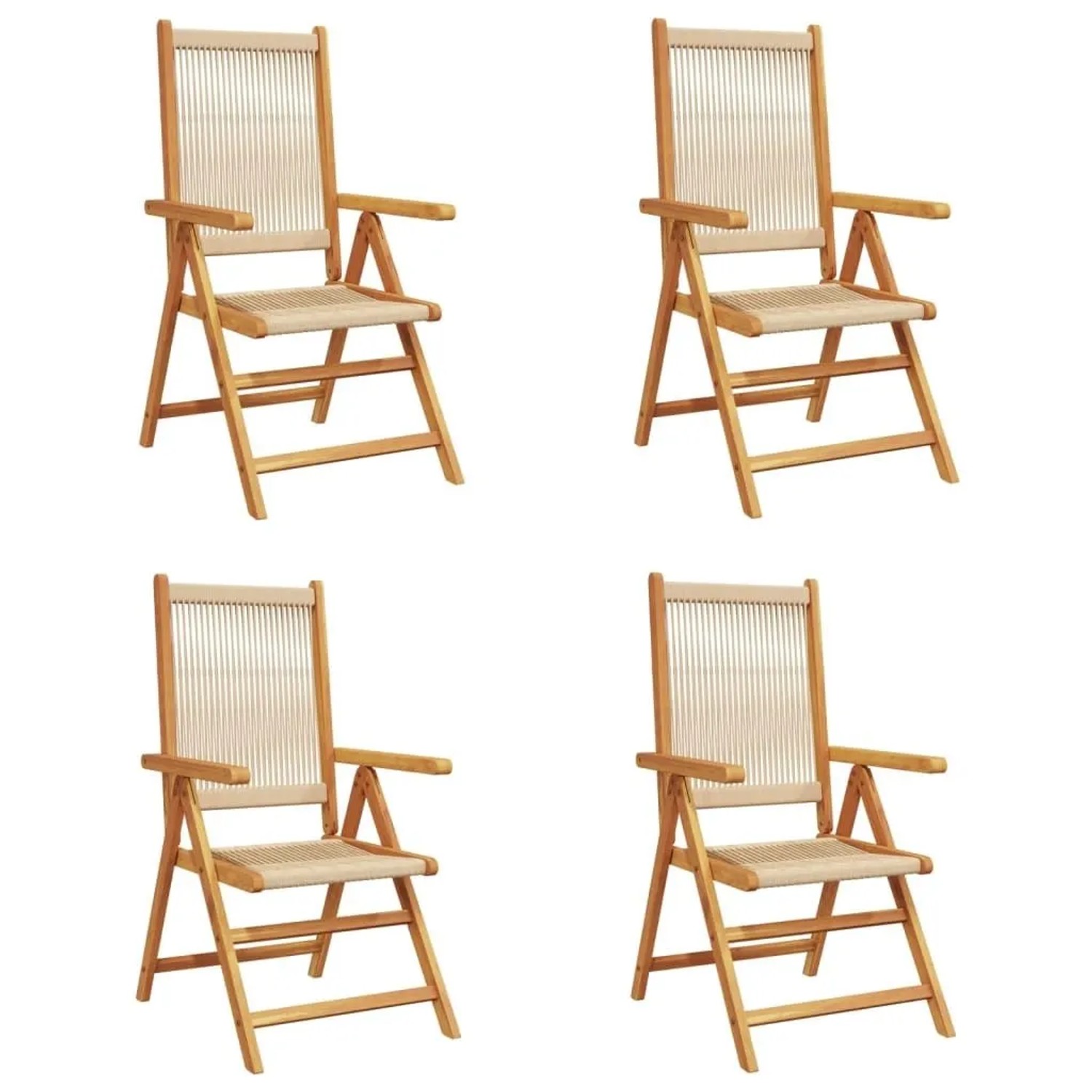 vidaXL Gartenstuhl Verstellbar 4 Stk Beige Massivholz Akazie 3214535 günstig online kaufen