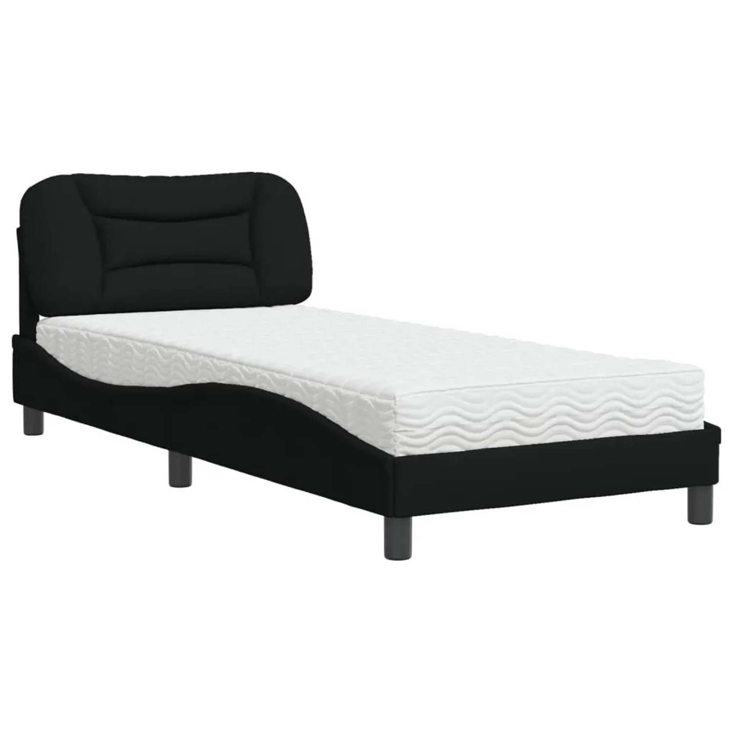 vidaXL Bett mit Matratze Schwarz 80x200 cm Stoff 3208494