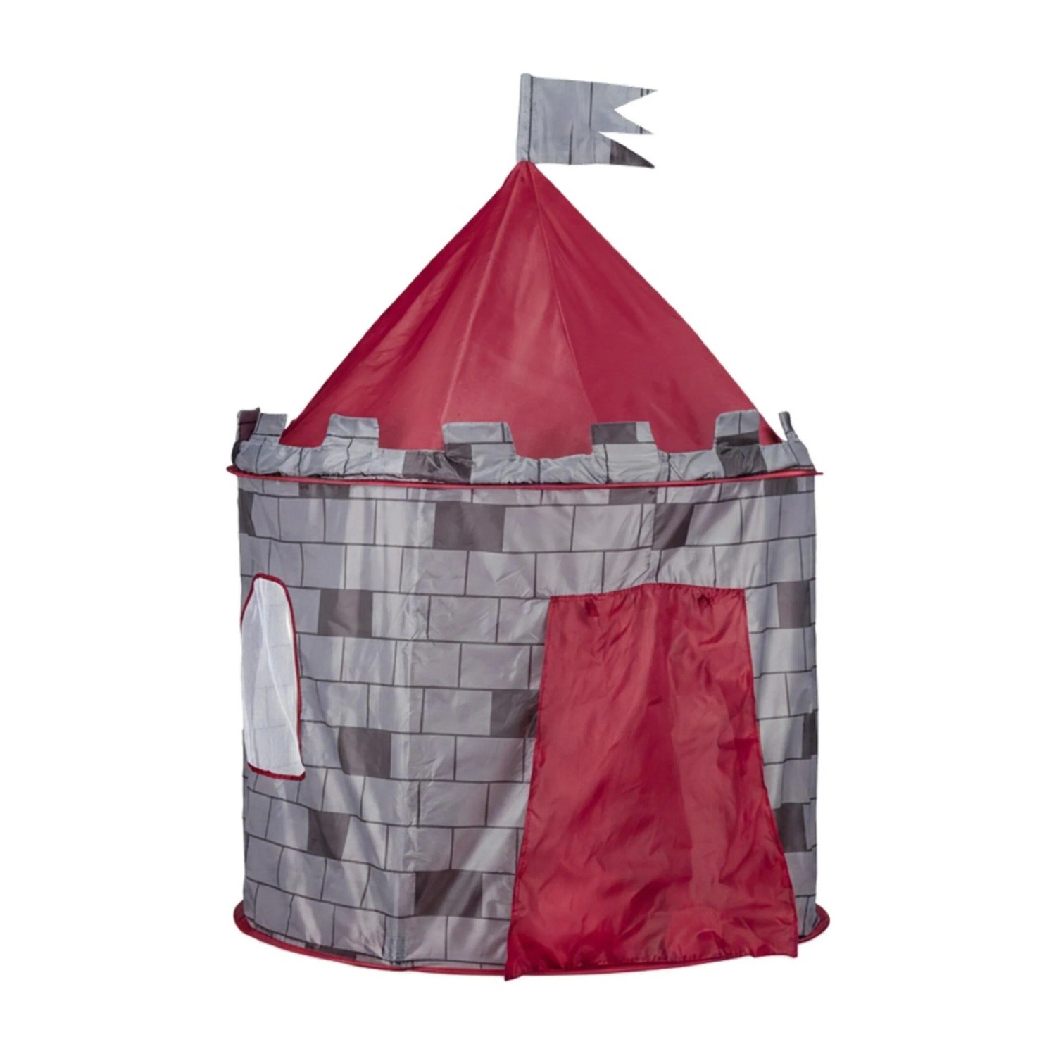 Relaxdays Spielzelt Ritterburg Polyester Grau Rot mit Boden 125 cm x 105 cm x 105 cm 0,8 kg