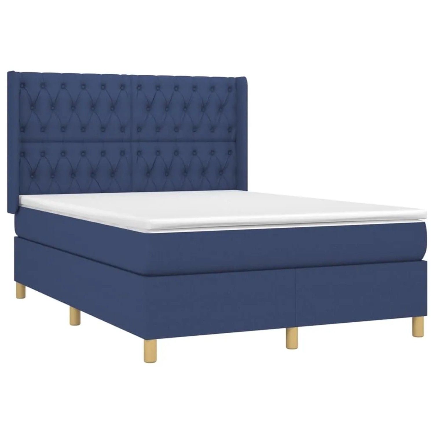 vidaXL Boxspringbett mit Matratze & LED Blau 140x200 cm Stoff 3139123 günstig online kaufen