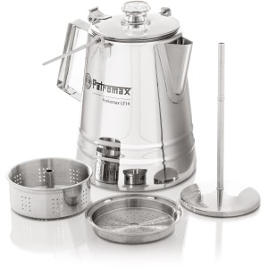 Petromax Kaffeebereiter Perkolator Edelstahl 1,5 L mit Zubehör für Lagerfeuer & Herd.