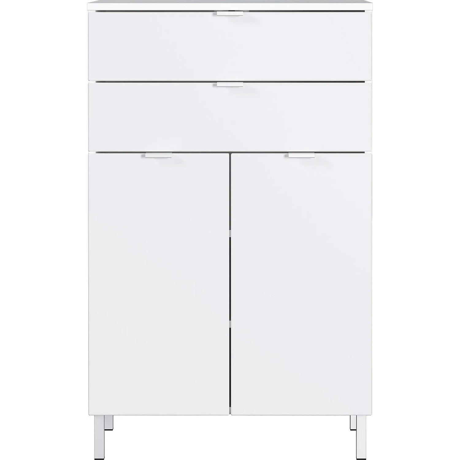BRAUER Inspire Wastafelonderkast Ondiep 100 2 Softclose Lades Greeploos 1 Sifon Uitsparing Hoogglans Wit