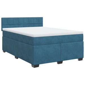 vidaXL Boxspringbett mit Matratze Blau 160x200 cm Samt 3286358