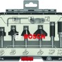 Bosch Rand- und Kantenfräser Set, 6-teilig, 8 mm Schaft in Aufbewahrungsbox mit Klarsichtdeckel.