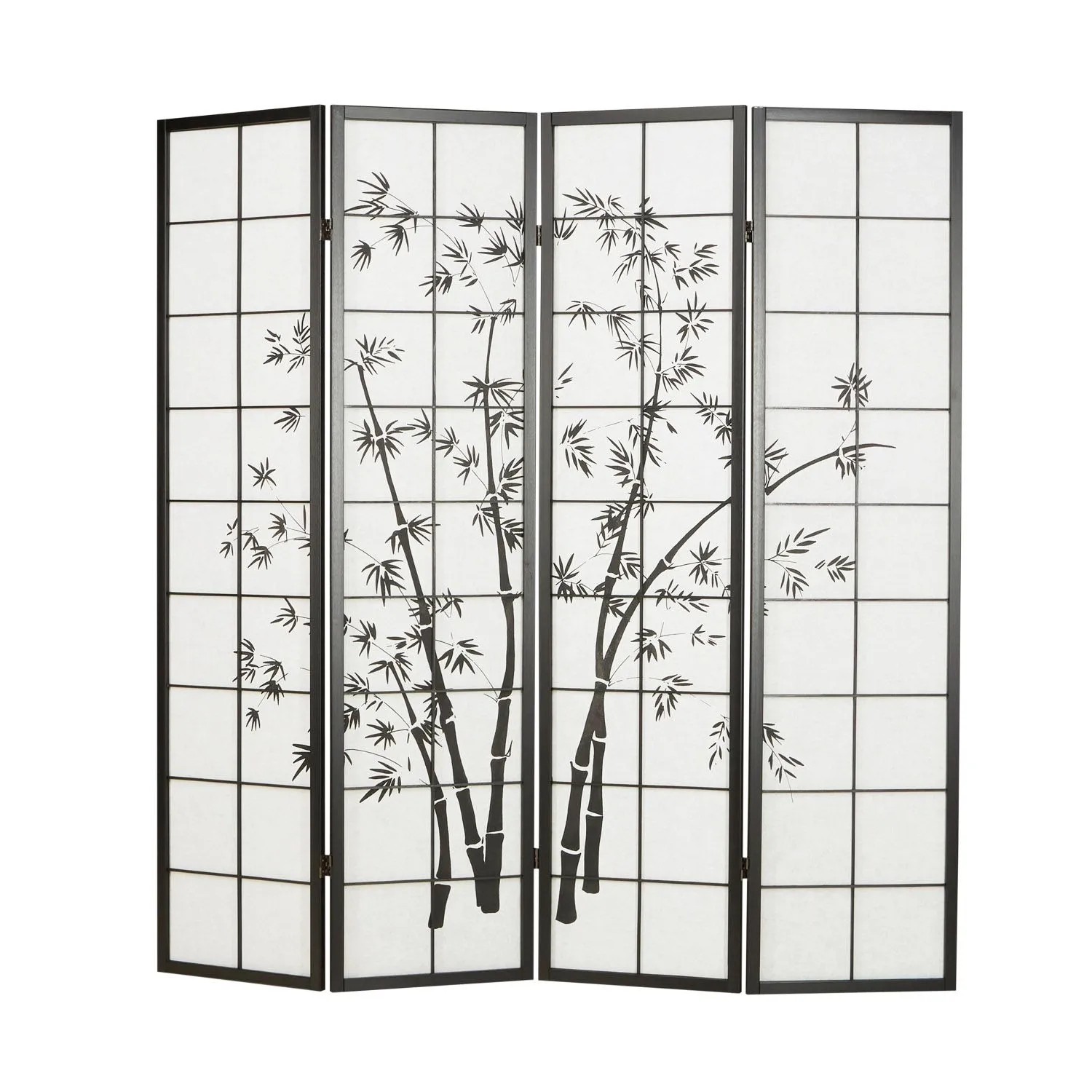 Homestyle4u 4-tlg. Paravent in Schwarz 176x179 cm 286
