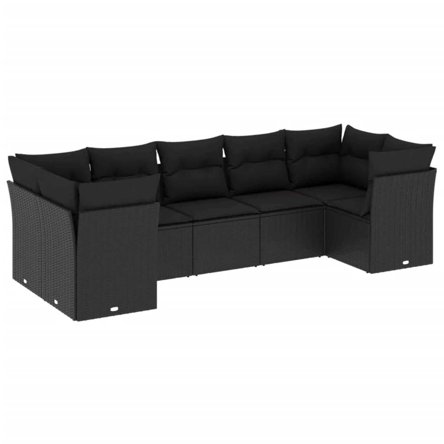 vidaXL 7-Tlg Garten-Sofagarnitur mit Kissen Schwarz Poly Rattan 3249954 günstig online kaufen