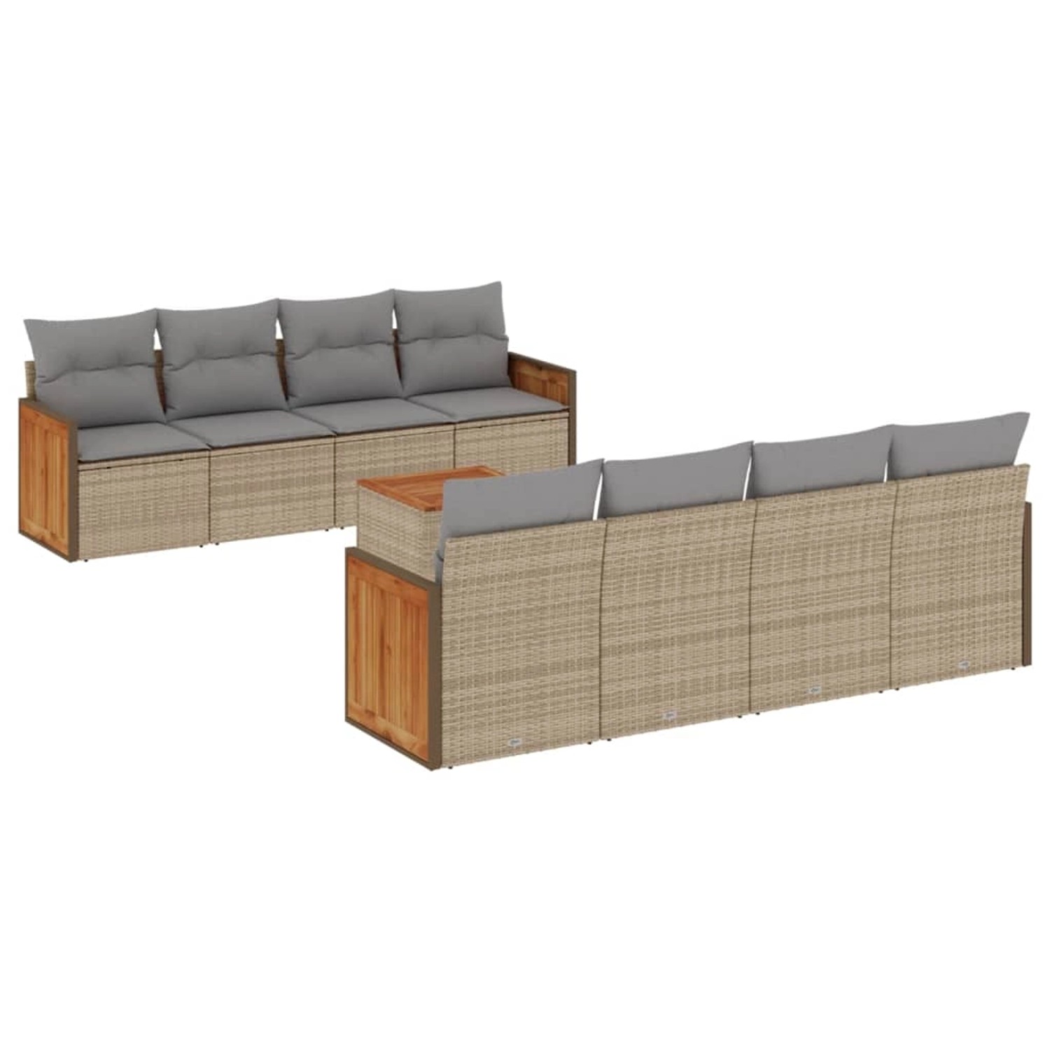 vidaXL 9-Tlg Garten-Sofagarnitur mit Kissen Beige Poly Rattan 3259903 günstig online kaufen