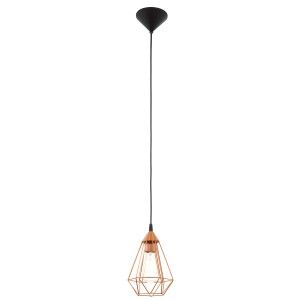 Eglo Pendelleuchte Tarbes, Ø 17,5 cm, Kupferfarbenes Drahtgestell im Vintage-Look.