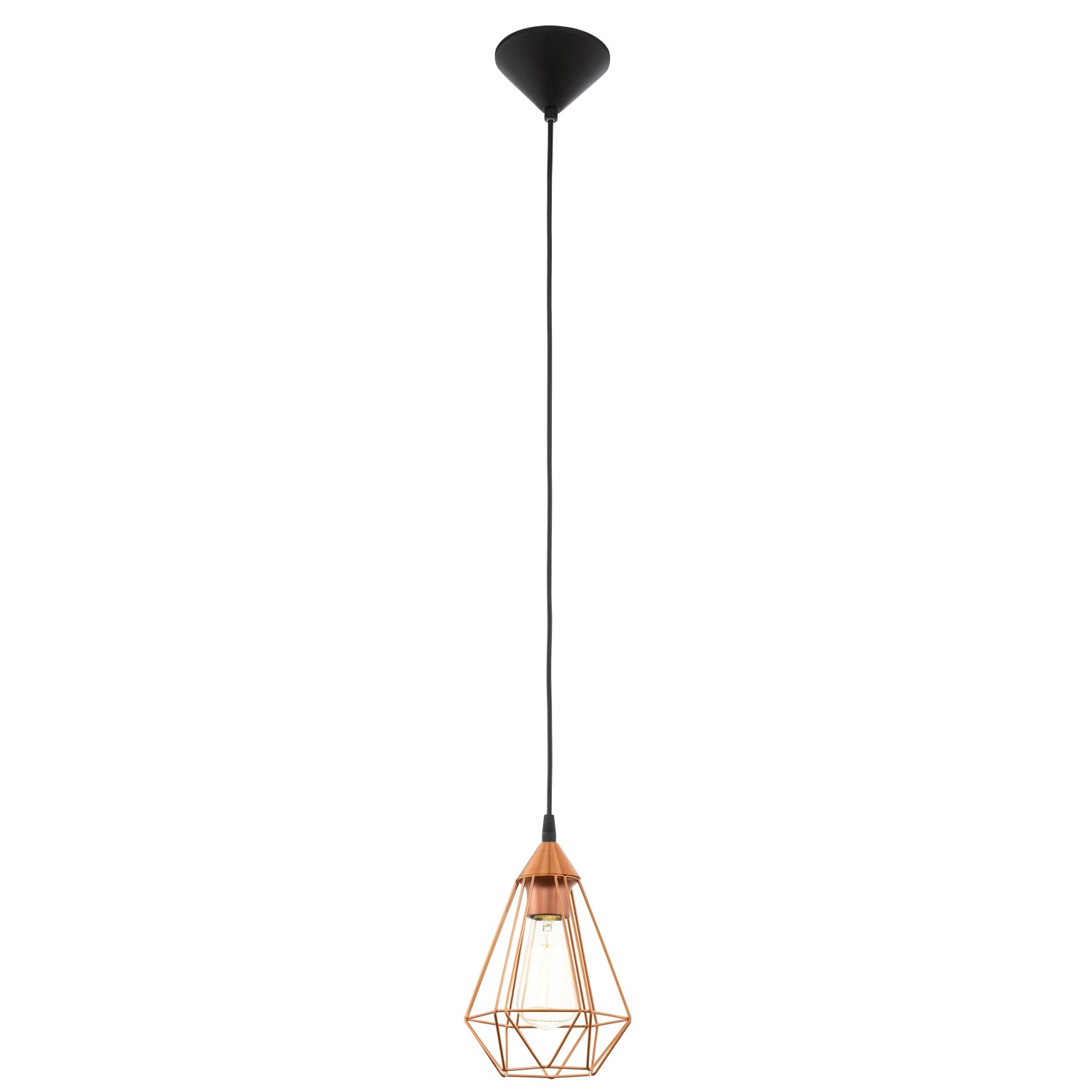 Eglo Pendelleuchte Tarbes, Ø 17,5 cm, Kupferfarbenes Drahtgestell im Vintage-Look.