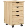 vidaXL Rollschrank Mit Rad Braun 34 x 39 x 56 cm Massives Kiefernholz 42032388