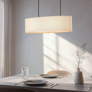 Lindby Pendelleuchte Soula 10042085 Landhaus Vintage Rustikal in Creme 2-flammig E27 Wohnzimmerleuchte