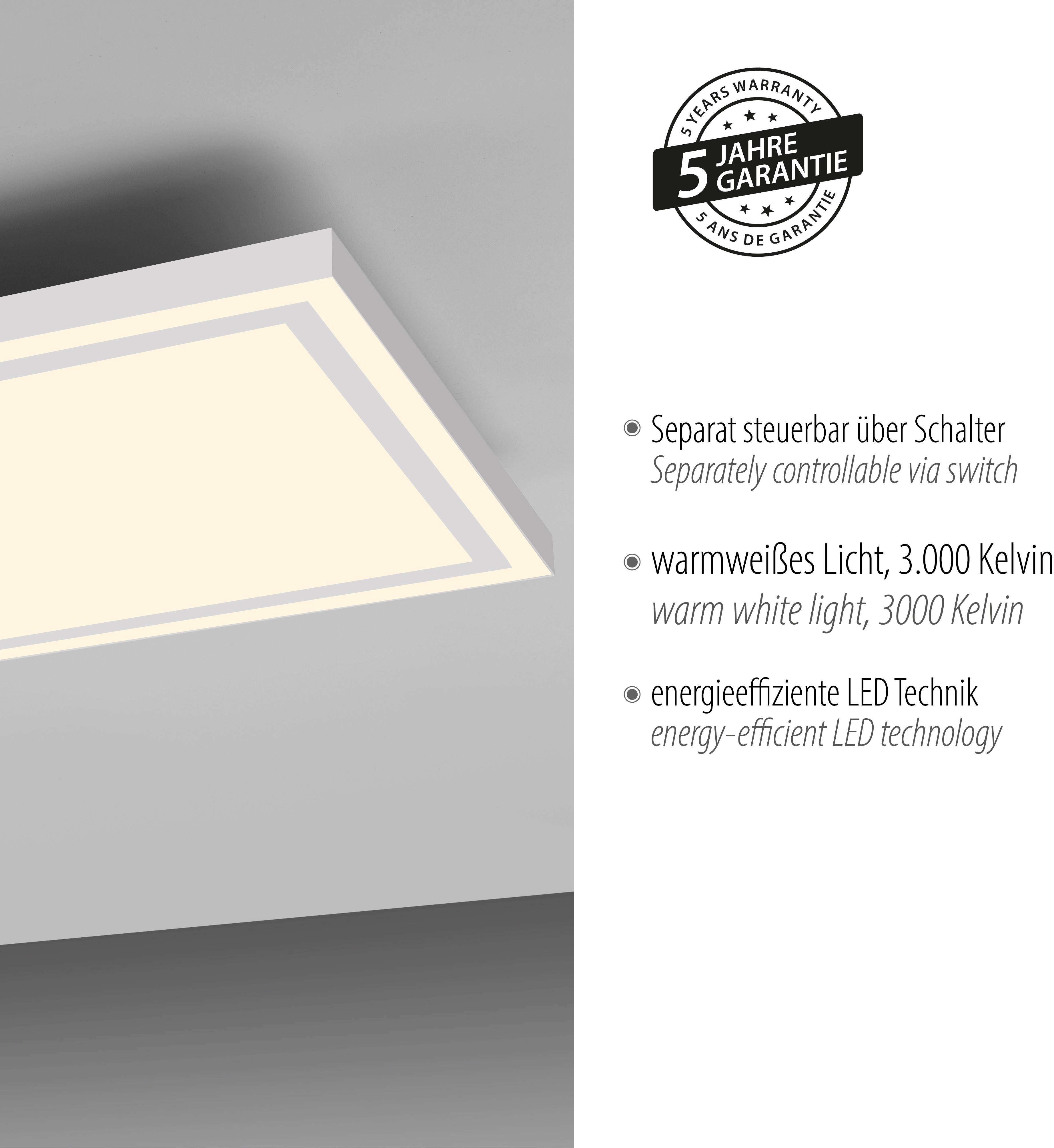 Just Light. LED-Panel Bedging 80 cm x 35 cm Weiß