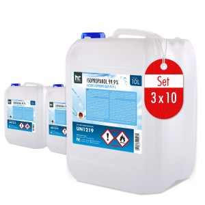 3 Kanister Höfer Chemie Isopropanol 99,9%, je 10l, als Reinigungs- und Lösungsmittel.
