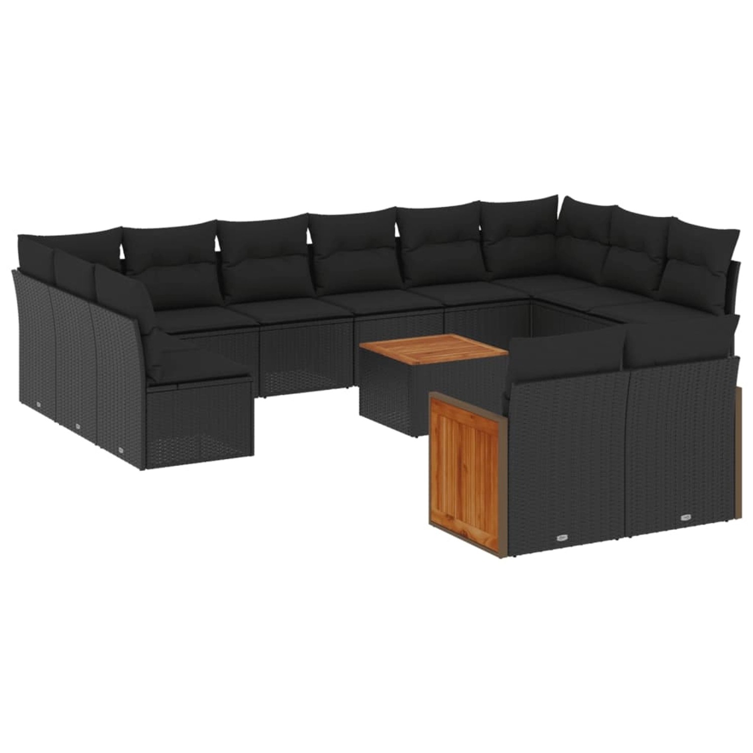 vidaXL 13-Tlg Garten-Sofagarnitur mit Kissen Schwarz Poly Rattan 3228127 günstig online kaufen