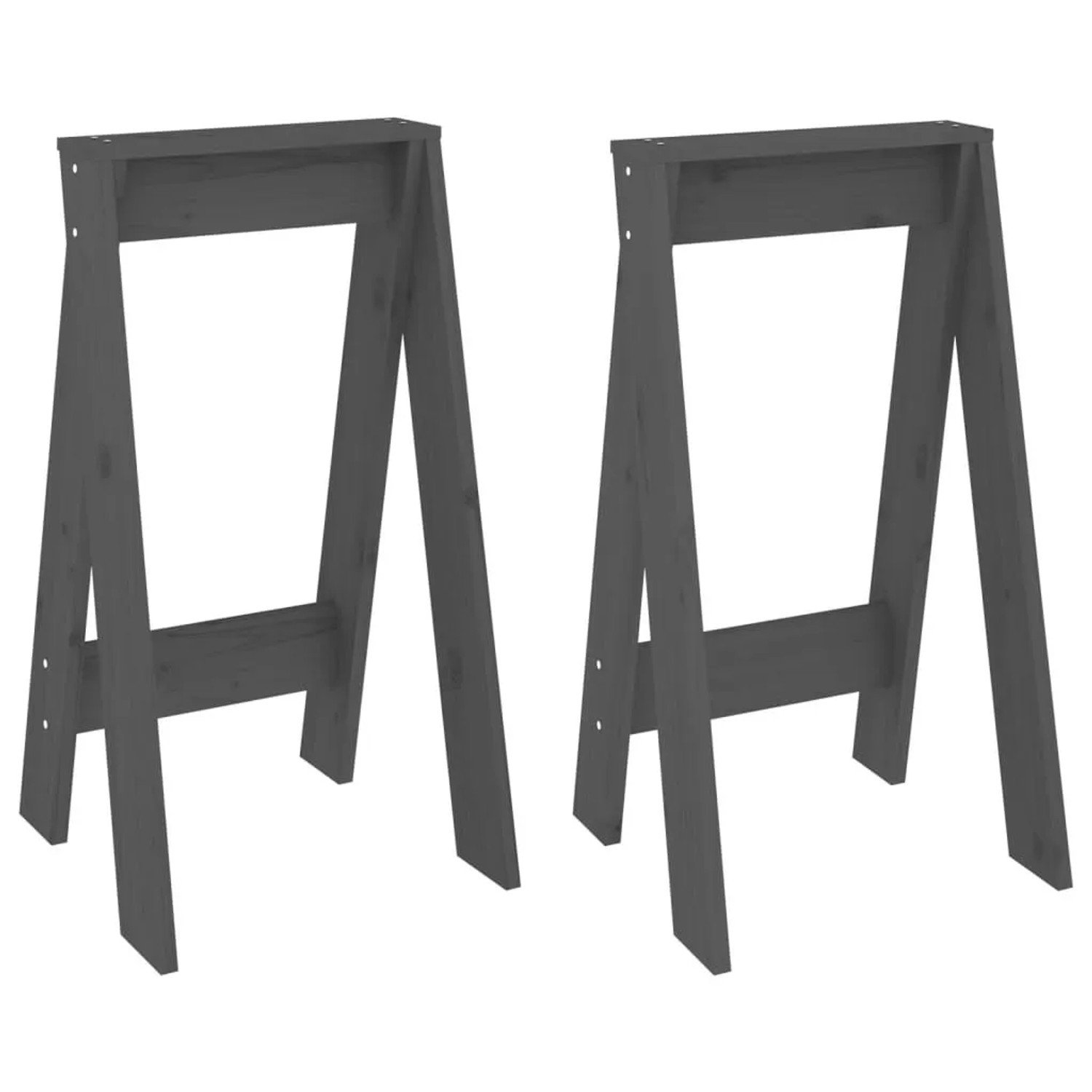 vidaXL Hocker 2 Stk Grau 40x40x75 cm Massivholz Kiefer 823671