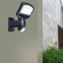 Lutec Solar LED-Strahler Sunshine mit Solarpanel, schwarzer Außenstrahler mit Bewegungssensor.