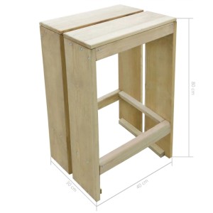 vidaXL Gartenbar-Set, 3-teilig, aus imprägniertem Kiefernholz, bestehend aus Tisch und zwei Hockern.