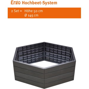 Garantia Ergo XL Stone Hochbeet-System aus Kunststoff, sechseckig, in Steinoptik.
