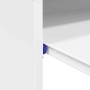 Detailansicht: Weißer vidaXL Tisch mit Regal, Holzwerkstoff, Fokus auf Stauraum.