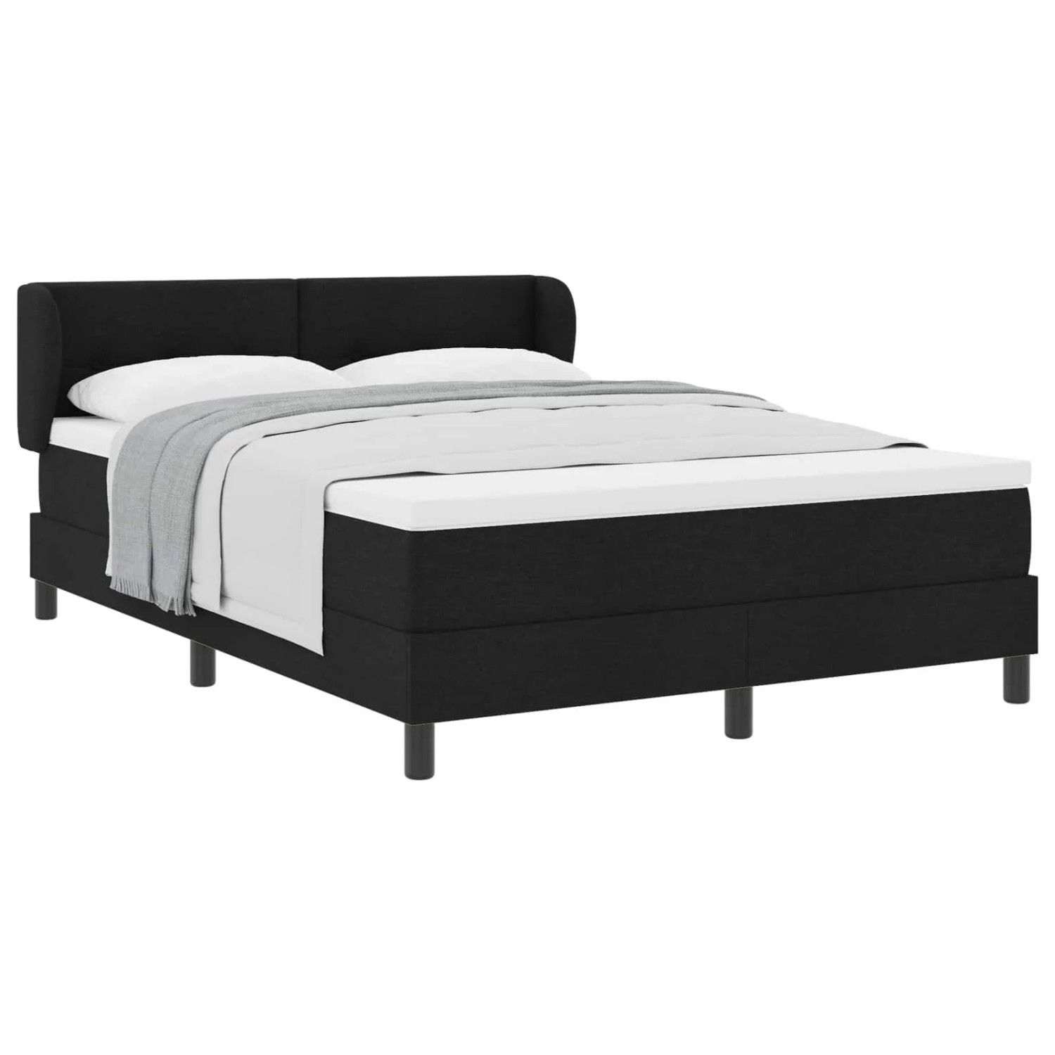 vidaXL Boxspringbett mit Matratze Schwarz 140 x 200 cm Stoff 3340026