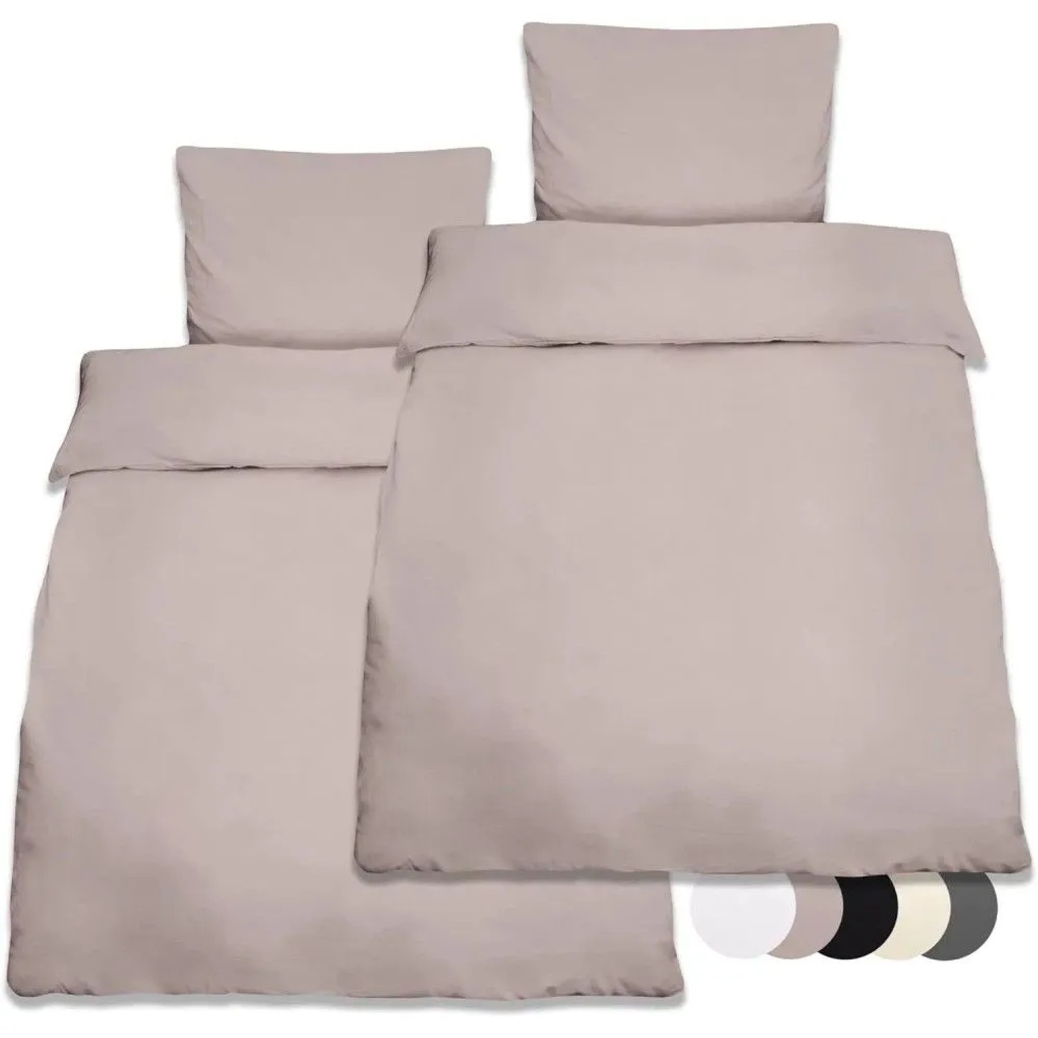 Beautissu Julie Bettbezug 135x200cm + Kissenbezug 80x80cm Taupe Renforcé 4tlg
