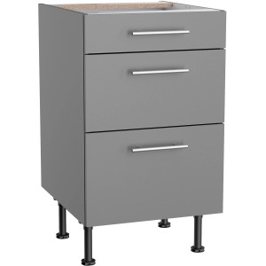 Optifit Unterschrank Mats825, 50 cm, Basaltgrau mit 3 Auszügen und Edelstahlgriffen.