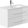 Posseik Badmöbel Homeline 90, weiß hochglanz, mit Waschbecken und zwei Schubladen.