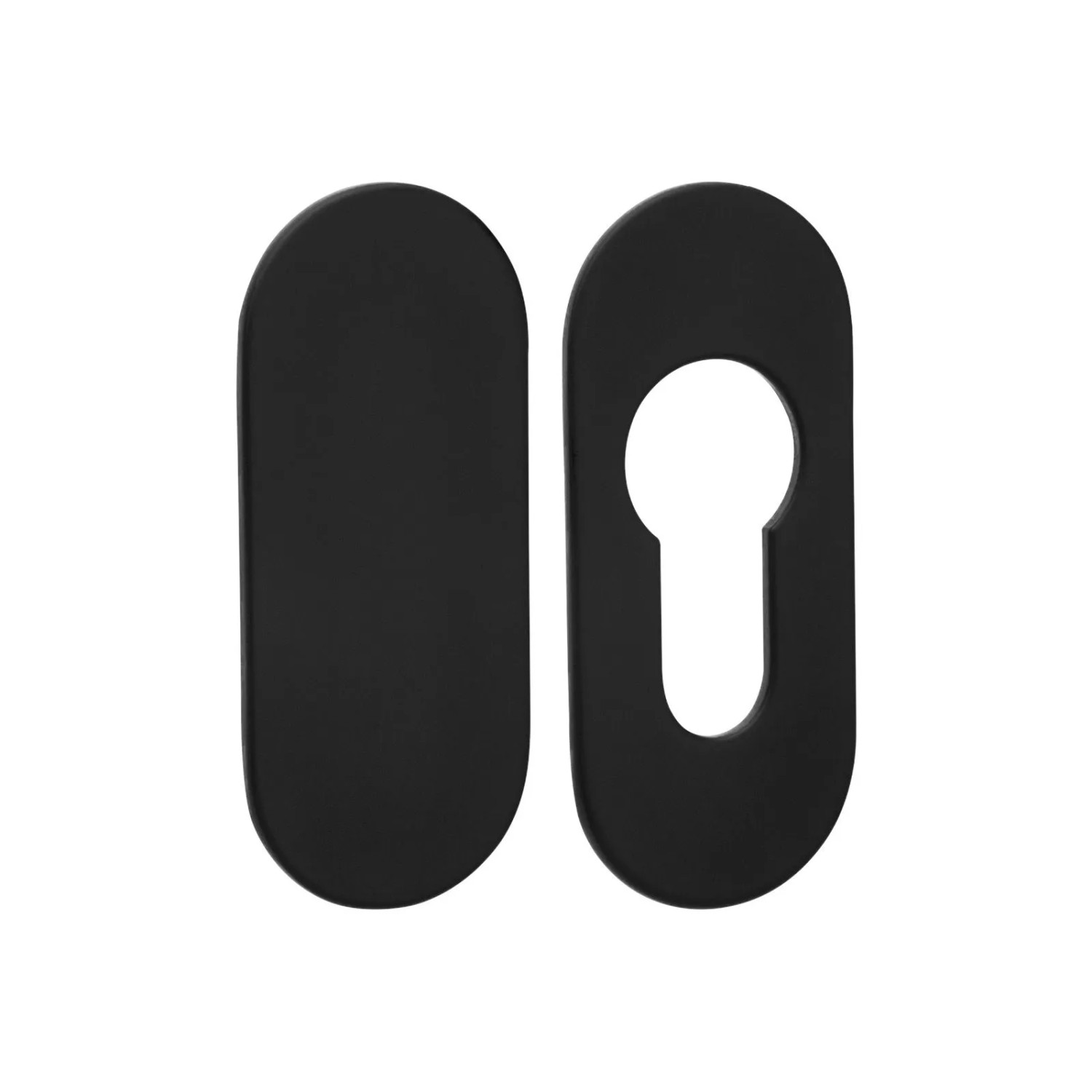 SOTECH 2x Selbstklebende Tür Rosetten Set Oval Ø55 mm mit PZ und Blindrosette Edelstahl Schwarz