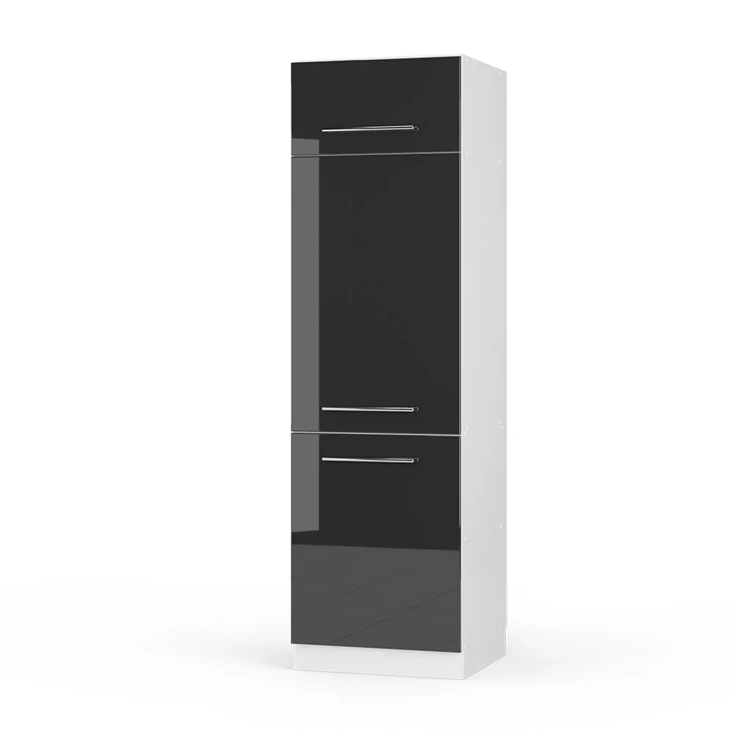 Vicco Kühlumbauschrank Fame-Line Hochschrank für die Küche Anthrazit Hochglanz Weiß 60 cm