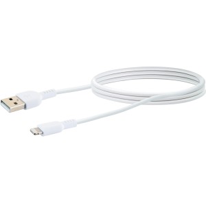 Weißes Schwaiger USB-A auf Lightning Kabel zum Laden und Synchronisieren.