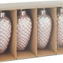 Baumschmuck-Set: 4 rosa Tannenzapfen aus Kunststoff, matte Oberfläche, für Weihnachtsbaum.
