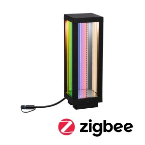 Paulmann Classic Plug & Shine Laterne: Anthrazitfarbene RGBW+ Außenleuchte mit Zigbee 3.0 und IP44 Schutz.