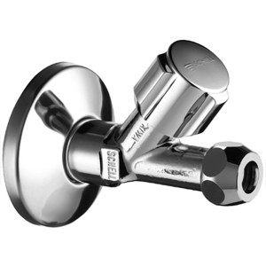 Schell Schrägsitzventil Comfort, DN15, verchromt, mit Comfort-Griff zur Durchflussregulierung.