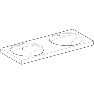 Geberit Preciosa Doppelwaschbecken, 130 cm, mit zwei Becken und KeraTect Beschichtung.